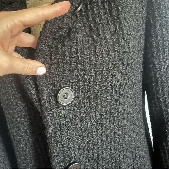 Calvin Klein black tweed pea coat size medium (8) - Picture 3 of 5